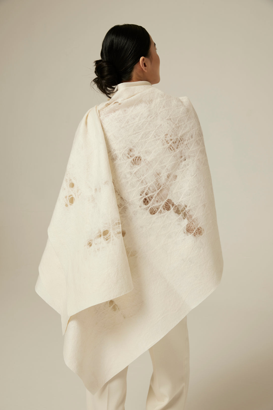 Handcrafted knit cashmere felt scarf