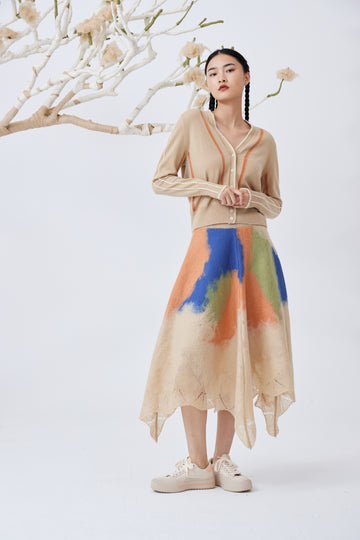 Handcrafted cashmere felting knit skirt