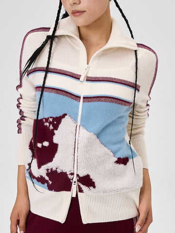 [Snow-Mountain Collection] Cashmere Jacquard Zip-Up Cardigan