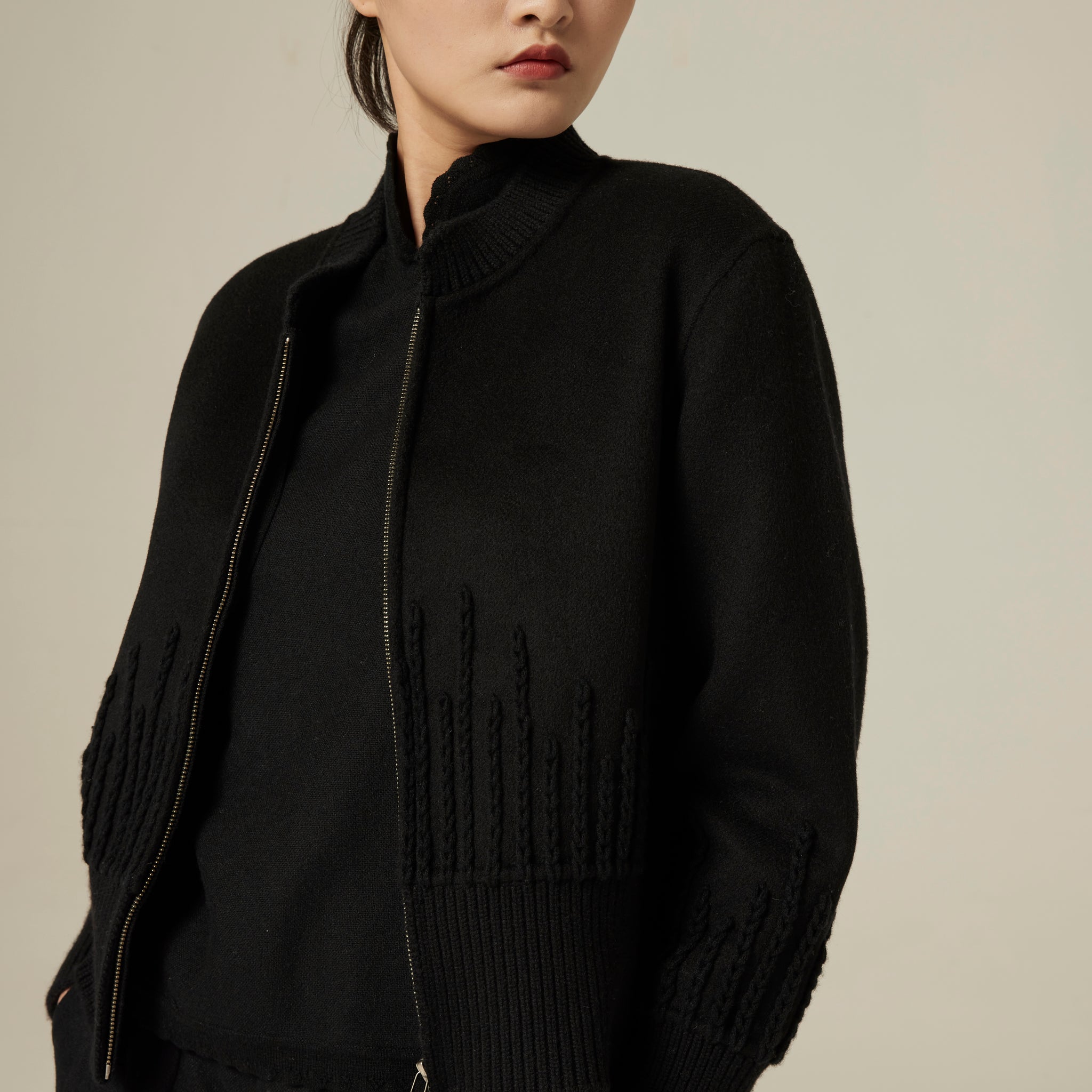 Women's cashmere hand embroidered jacket